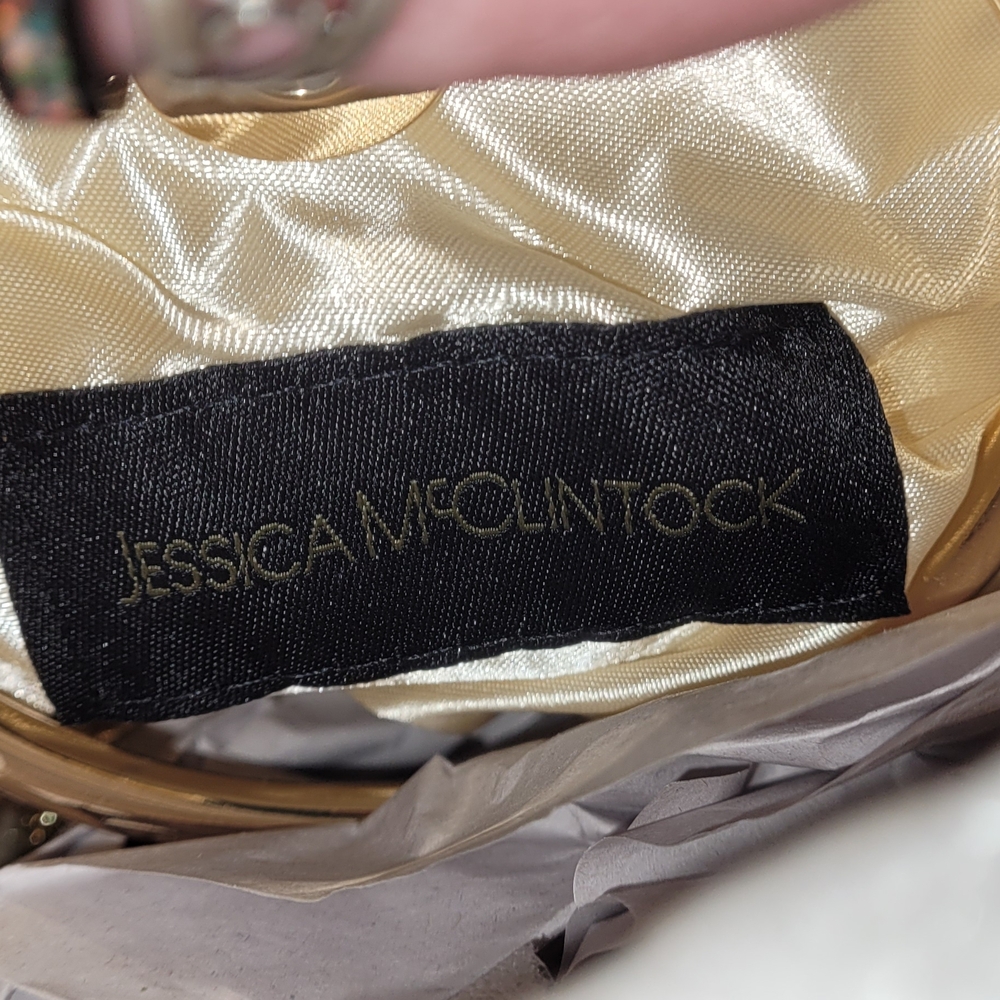 Jessica McClintock Gold Pearl Embellished Bag - Picture 5 of 11